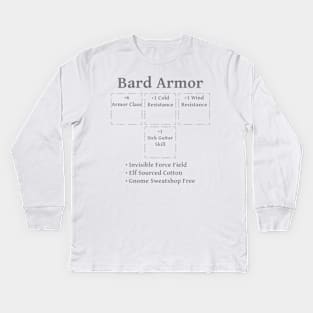 Bard Armor: Role Playing DND 5e Pathfinder RPG Tabletop RNG Kids Long Sleeve T-Shirt